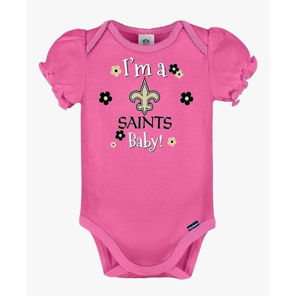 Gerber NFL New Orleans Saints Baby Girls'  3 Pack Short Sleeve Onesie 0-3M NEW - Picture 4 of 7